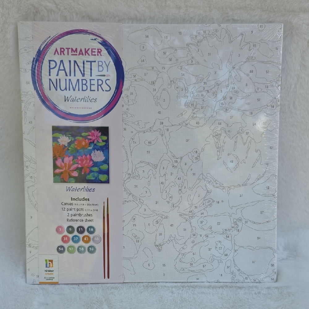 New Paint By Numbers Waterlilies Canvas Set Floral Flowers Water Scene 🌸